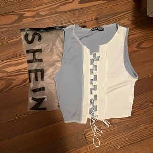 Shein two tone lace up crop top, size M, brand new
